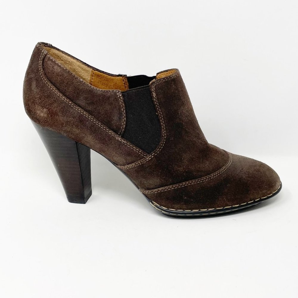 Sofft Womens Brown Suede Leather Padded Heel Booties, Size 10